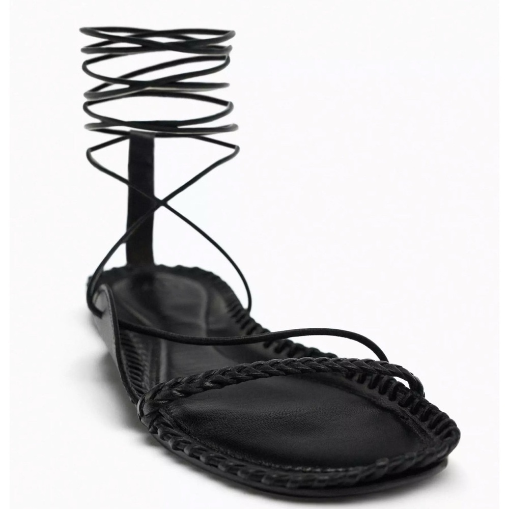 Zara Black Spiral Strap Sandals.  #30